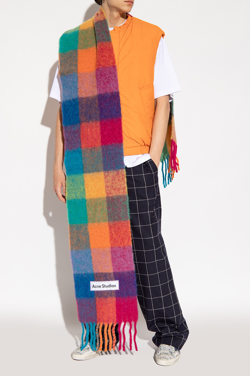 Acne multi cheap check scarf